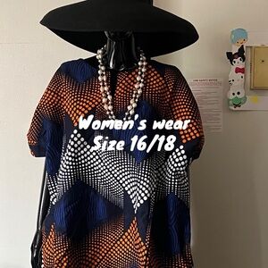 Orange and Black Dolman Sleeve Cocktail Dress